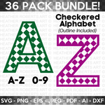 Checkered Monogram Alphabet and Numbers SVG Bundle