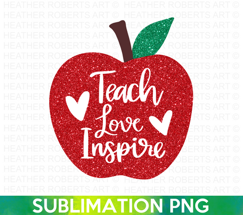 Teacher Glitter Apple Sublimation