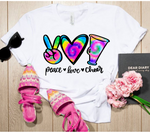 Peace Love Cheer Tie Dye Sublimation PNG