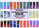 20 Oz Skinny Tumbler Sublimation Wraps Bundle, Volume 2 - Marbling Designs PNG Bundle