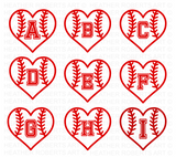 Baseball Softball Heart Monograms SVG Bundle