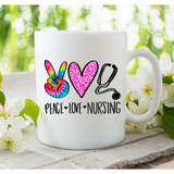 Peace Love Nursing Sublimation PNG