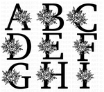 Peony Floral Alphabet and Numbers SVG