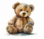 Watercolor Teddy Bear Clipart Set