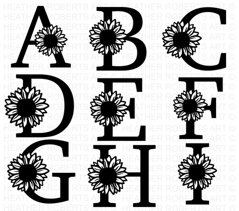 Sunflower Alphabet and Numbers SVG Bundle