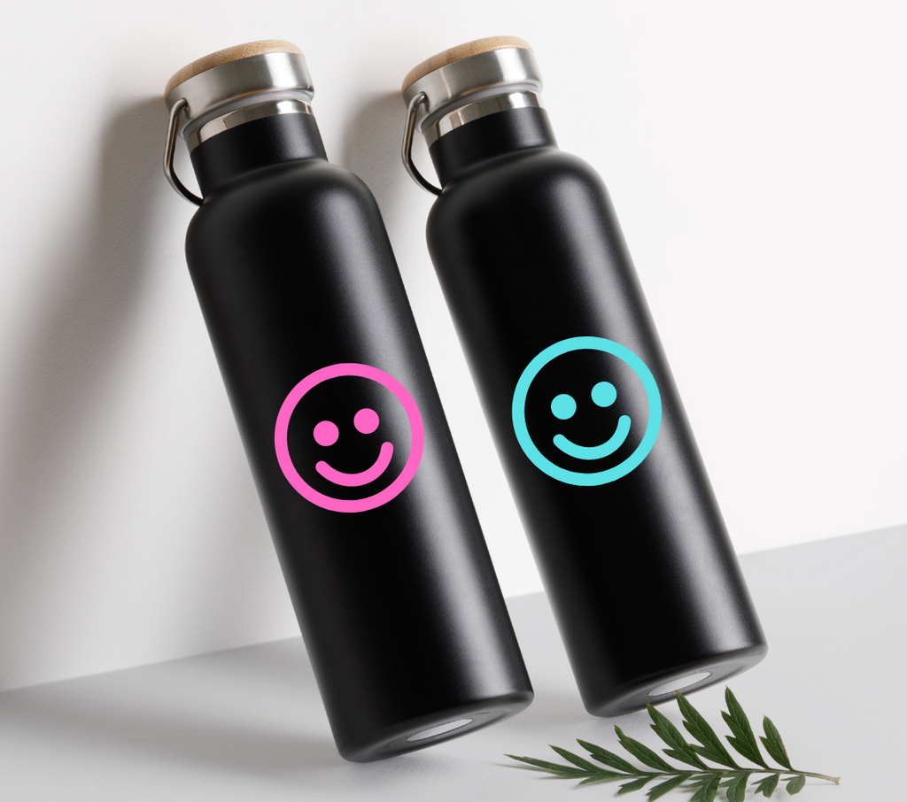 Wavy Smiley Face Glass Water Bottle 