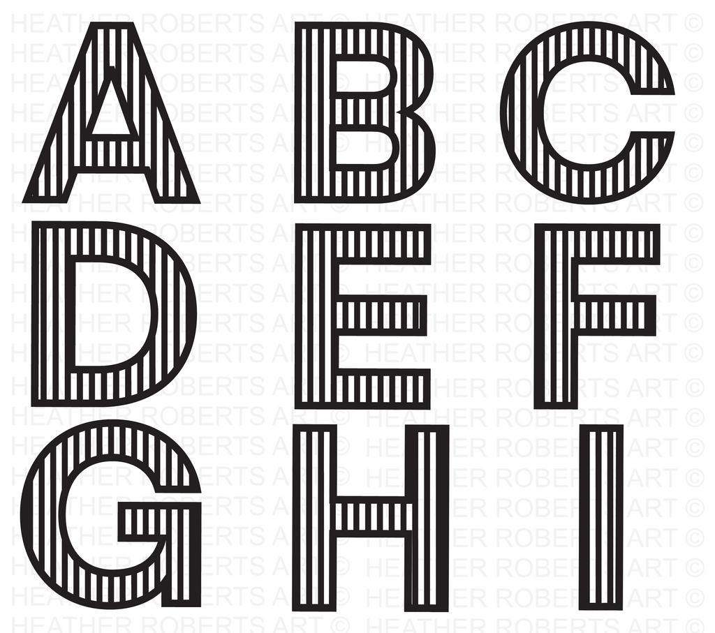Striped Monogram Alphabet and Numbers SVG Bundle – Heather Roberts Art