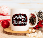 Merry Christmas Red Plaid Sublimation PNG