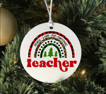 Teacher Christmas Rainbow Sublimation PNG
