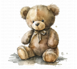 Watercolor Teddy Bear Clipart Set