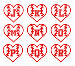 Baseball Softball Heart Monograms SVG Bundle