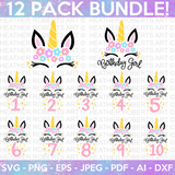 Unicorn Birthday SVG Bundle