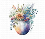 Watercolor Flower Vases Clipart Set