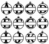 Christmas Ornament Split Monogram SVG Bundle