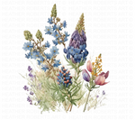 Bluebonnets Watercolor Clipart - Texas State Flower