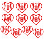 Baseball Softball Heart Monograms SVG Bundle