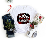 Merry Christmas Red Plaid Sublimation PNG