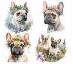 Watercolor French Bulldog Clipart Set