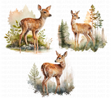 Watercolor Fawn Clipart Set