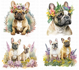 Watercolor French Bulldog Clipart Set