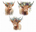 Watercolor Highlands Cow Clipart Set