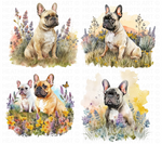 Watercolor French Bulldog Clipart Set