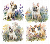 Watercolor French Bulldog Clipart Set