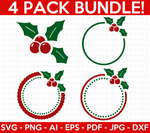 Christmas Holly Monograms Mini SVG Bundle