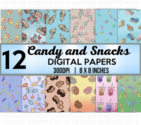 Candy and Snacks Digital Papers
