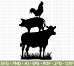 Farmhouse Animals Silhouette SVG