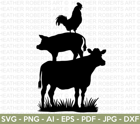 Farmhouse Animals Silhouette SVG