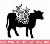 Floral Cow SVG