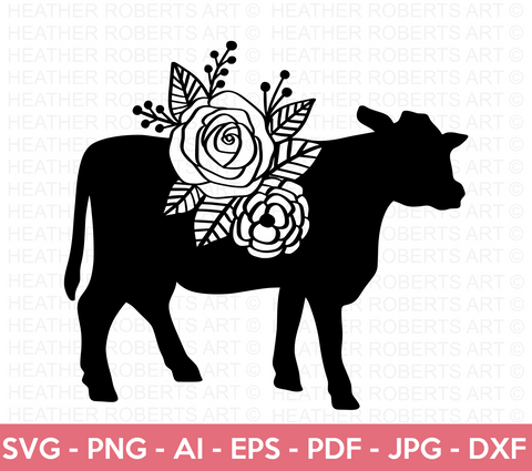 Floral Cow SVG