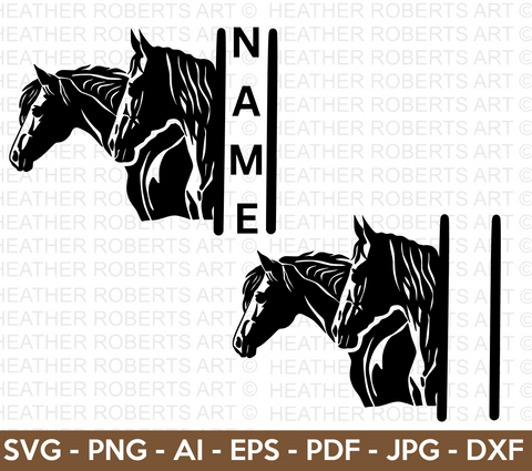 Horses Split Monogram SVG