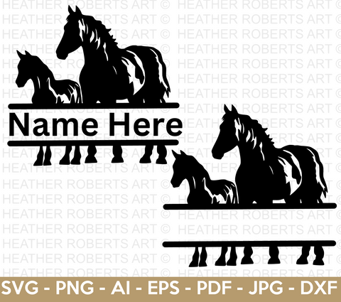 Horses Split Monogram SVG