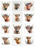 Watercolor Highlands Cow Clipart Set