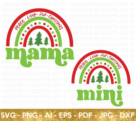 Mama and Mini Christmas Rainbow SVG