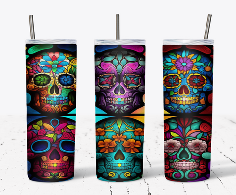 20 Oz Stained Glass Skull Tumbler Wrap