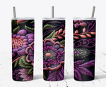 20 Oz Embroidered Purple Flower Tumbler Wrap