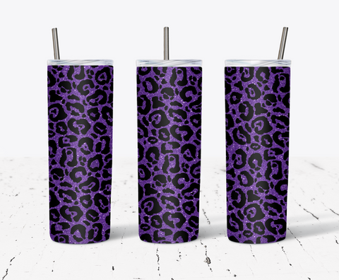20 Oz Skinny Tumbler Wrap Sublimation, Purple Cheetah Pattern