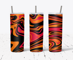 20 Oz Skinny Tumbler Wrap, Red Orange Black Marbling