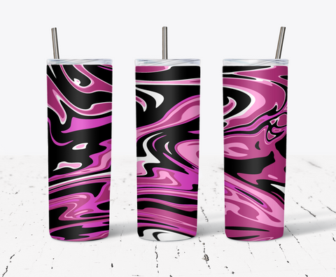 20 Oz Skinny Tumbler Wrap, Pink Black Marbling