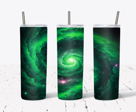 20 Oz Galaxy Skinny Tumbler Wrap - Green