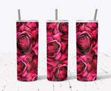 20 Oz Rose Skinny Tumbler Wrap - Red