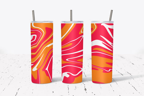 20 Oz Skinny Tumbler Wrap, Red Orange White Marbling