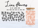 Line Flowers SVG, 16oz Glass Can Wrap