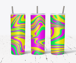 20 Oz Skinny Tumbler Wrap, Purple Yellow Green Marble Wrap