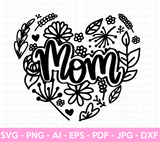 Mom Floral Heart SVG