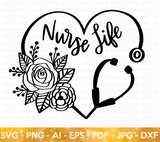 Nurse Life Floral Frame SVG
