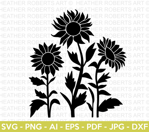 Sunflowers Silhouette SVG